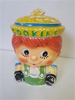 Vtg Ceramic Ciokie Jar Boy With Flower In Hat