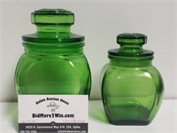 Small Green Canister Jars (2)