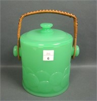 Fenton Jade Green # 1681 Big Cookies Macaroon Jar