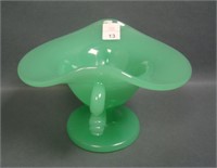 Fenton Jade Green # 1533A Dolphin 2 Sided Compote