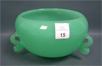 Fenton Jade Green # 1504A Triple Dolphin Bowl