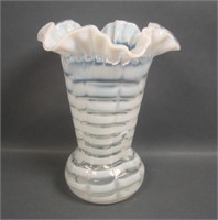 Fenton French Opal Block Optic # 184 Ruffled Vase