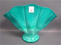 Fenton Mongolian Green # 857 Fan Vase