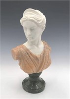 Grecian Lady Marble Bust, As Is.