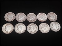 (10)  Mixed Pre 1964 Rooseevelt Dimes (90%)