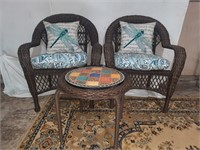 Pair of Wicker Chairs w/Table