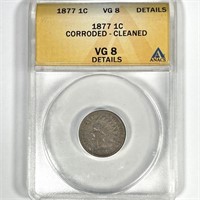 1877 Indian Head Cent ANACS - VG8 Details