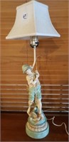 Vintage Figural Lamp Fishing Mid Century