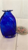 Hand Blown Blue Vase 4.5”