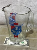 Vintage Old Style beer glass pitcher