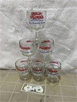 Set of 6 vintage Hamm’s Beer advertising goblet