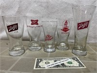 5 vintage beer advertising glasses Schlitz