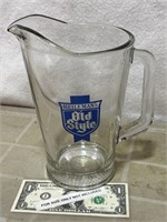 Vintage Old Style beer glass advertising pitcher