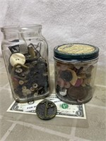 Lot of vintage antique buttons and clothing