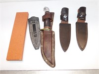 988- Fixed Blade Western Knife, Sheath's & Stone