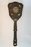 19th Century Chinese Royal Hand Mirror 18"