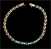 10k Yellow Gold Emerald & Diamond Bracelet