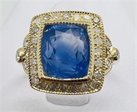 18k Gold 1.35 cts Blue Sapphire & Diamond Ring
