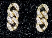 14k Yellow Gold Cuban Links Diamond Earrings