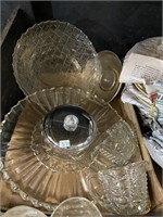 Crystal serving plates and creamer set