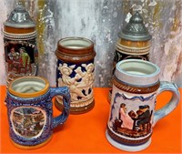 11 - LOT OF 5 COLLECTOR BEER STEINS