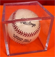 11 - AUTOGRAPHED BASEBALL IN LUCITE CUBE