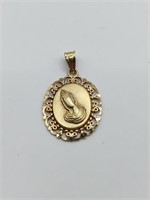 14K Yellow Gold Serenity Prayer Pendant 1.97