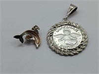 .999 Fine Silver Coin Pendant & Sterling Silver