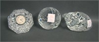 Three Piece Waterford Crystal Paperweight Lot