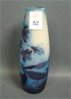 Emile Galle Three Colored Floral Cylinder Vase