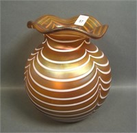 Posinger Amber Pulled Loop Bulbous Ruffled Vase