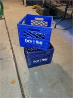 2 vintage Farm Maid plastic milk crates, Detroit