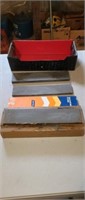 4 vintage knife sharpening stones, various