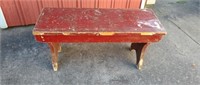 Vintage custom built solid wood painted bench, 15