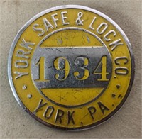 York Safe & Lock Employee/Tool Pin 1934