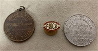 lot of 3 Frick, John Deere, IH Pins & Tokens