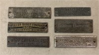 lot of 6 Carriage Manufacturer Tags