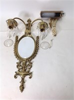 Ornate Brass Sconce Mirror & Piano Light