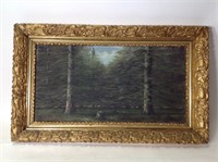 Vtg Gilt Framed Signed Forest Landscape Painting