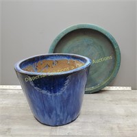 Large Ceramic Planter & Saucer