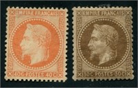 France 1863-1871 #34-#35 F-VF UN/OG