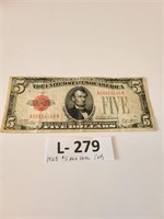 1928 $5 Red Seal (VF)