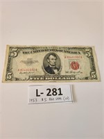 1953 $5 Red Seal (VF)