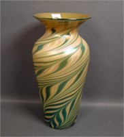 2001 Lundberg Studio Twiisted Zebra Art Glass Vase