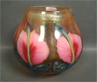 1996 Danel Loth Floral Hibiscus Paperweight Vase