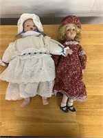 Lot of 2 porcelain dolls vintage