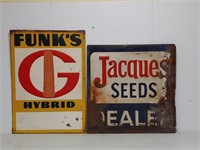 2 SST Emb seed dealer signs Funk's & Jaques