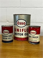 3 vintage ESSO cans