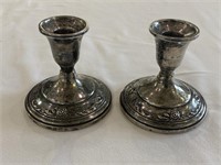 Sterling Silver Weighted Candlesticks Marked