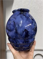 Hand Crafted Black & Blue Pottery Vase